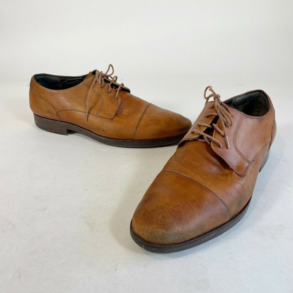 Cole Haan Men Henry Grand Cap Toe Oxford Dress Shoes Brown US 10M Leather C24519